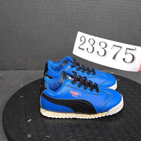 Puma Roma Basic Shoies Toddler Sz 6 Blue Black White Bungee Slip On Sneakers